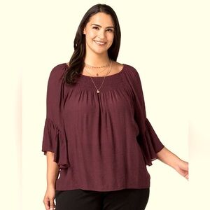 NWT Bundle (2) Cato Tops Plus Size Ruffled Bell Sleeve & V Neck Tee Sz 18w/20w